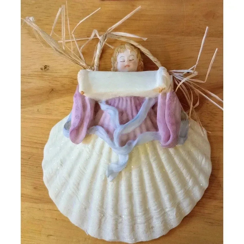 Angelina By Norman Shell Shaped 5” Angel Ornament Wall Hanging New Box Vntg 1998